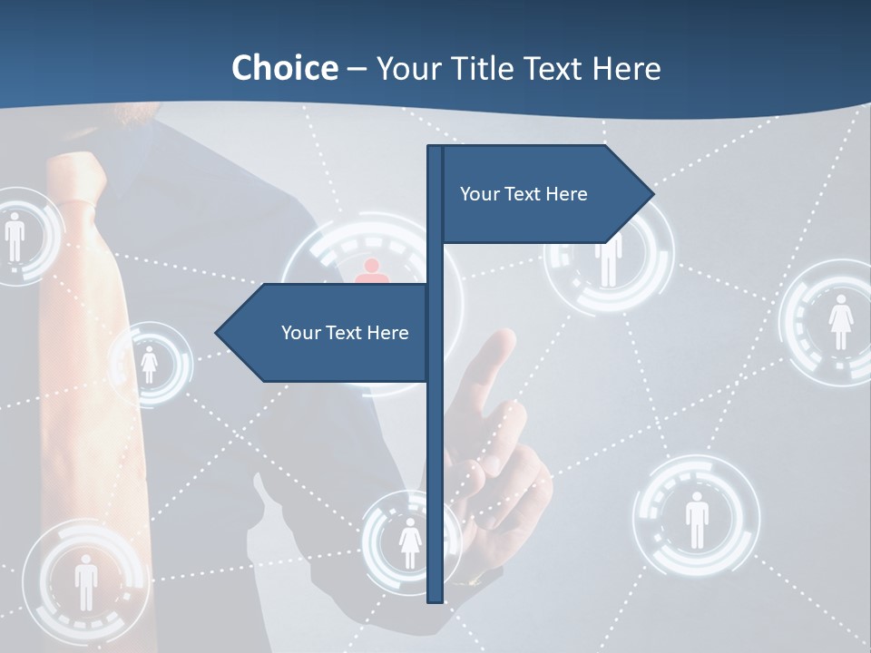 A Man In A Tie Is Pointing To A Network Of People PowerPoint Template