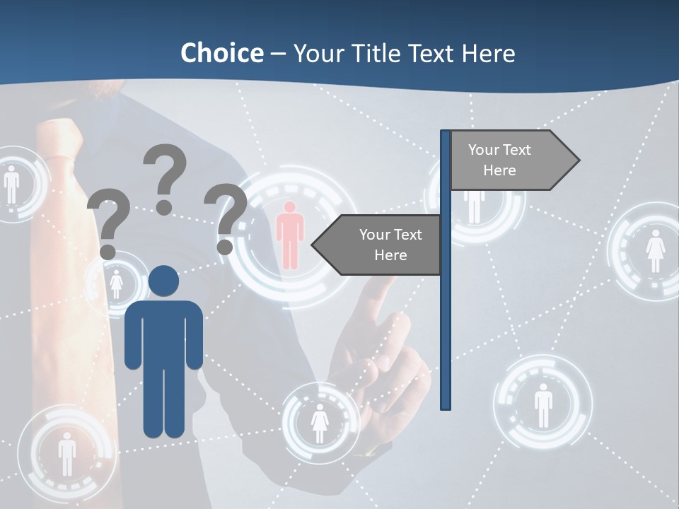 A Man In A Tie Is Pointing To A Network Of People PowerPoint Template