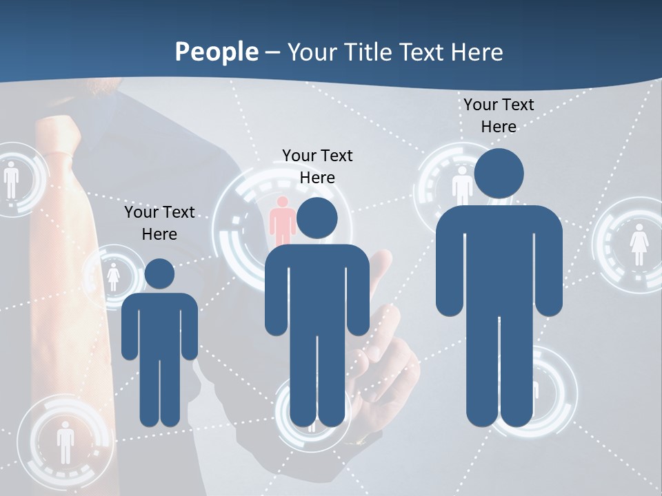 A Man In A Tie Is Pointing To A Network Of People PowerPoint Template