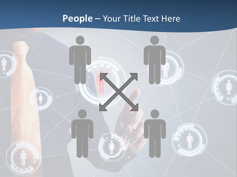 A Man In A Tie Is Pointing To A Network Of People PowerPoint Template