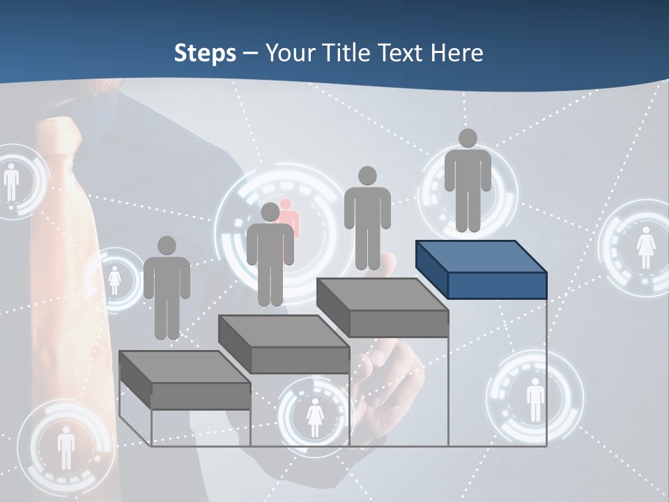 A Man In A Tie Is Pointing To A Network Of People PowerPoint Template