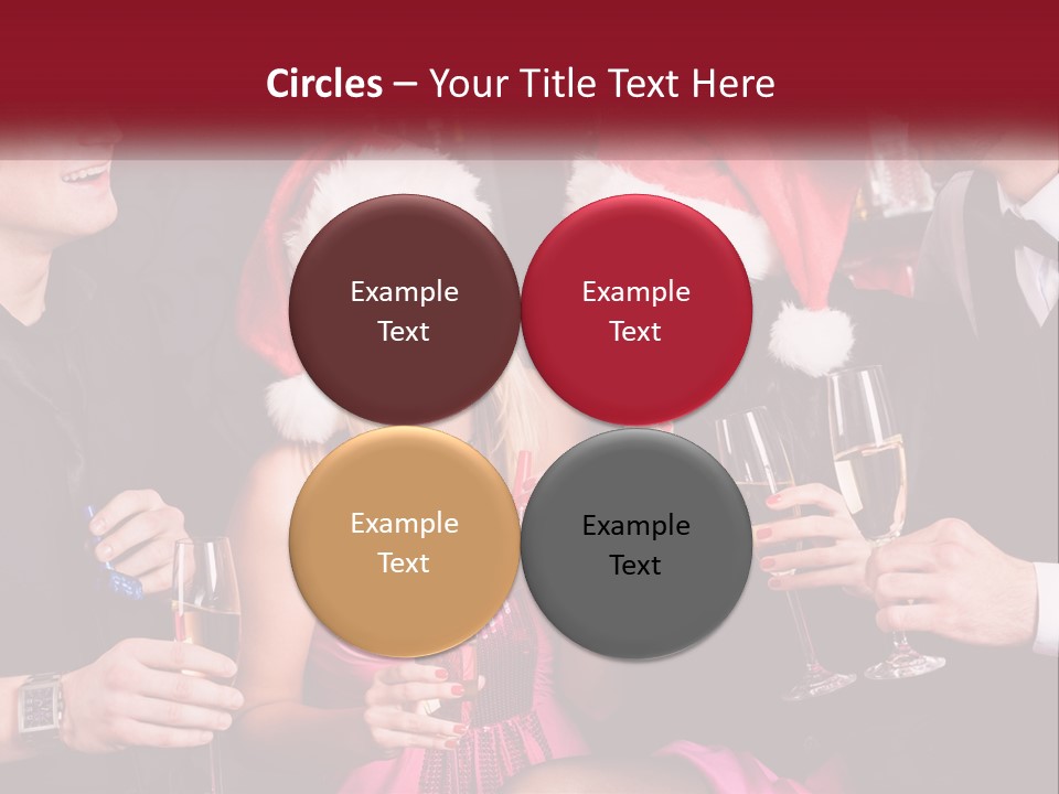 A Group Of People In Santa Hats Drinking Champagne PowerPoint Template