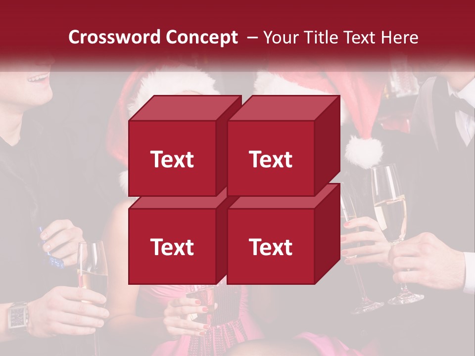 A Group Of People In Santa Hats Drinking Champagne PowerPoint Template