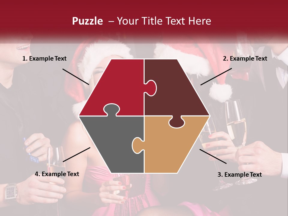 A Group Of People In Santa Hats Drinking Champagne PowerPoint Template