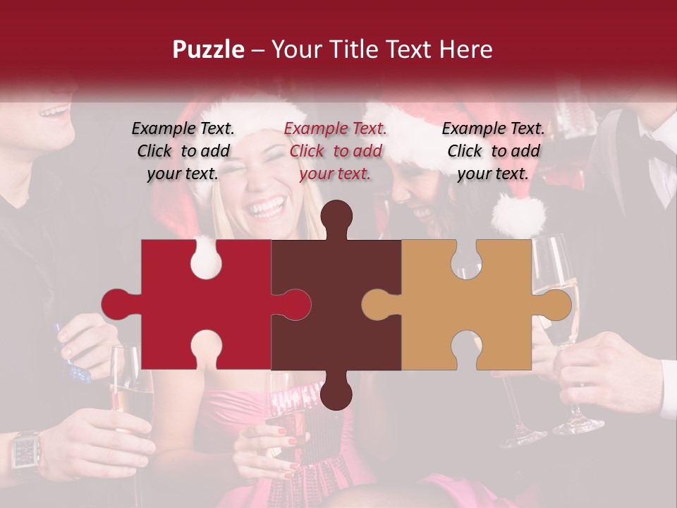 A Group Of People In Santa Hats Drinking Champagne PowerPoint Template