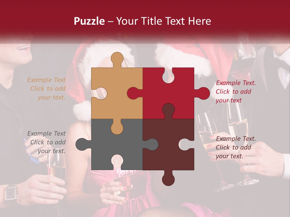 A Group Of People In Santa Hats Drinking Champagne PowerPoint Template