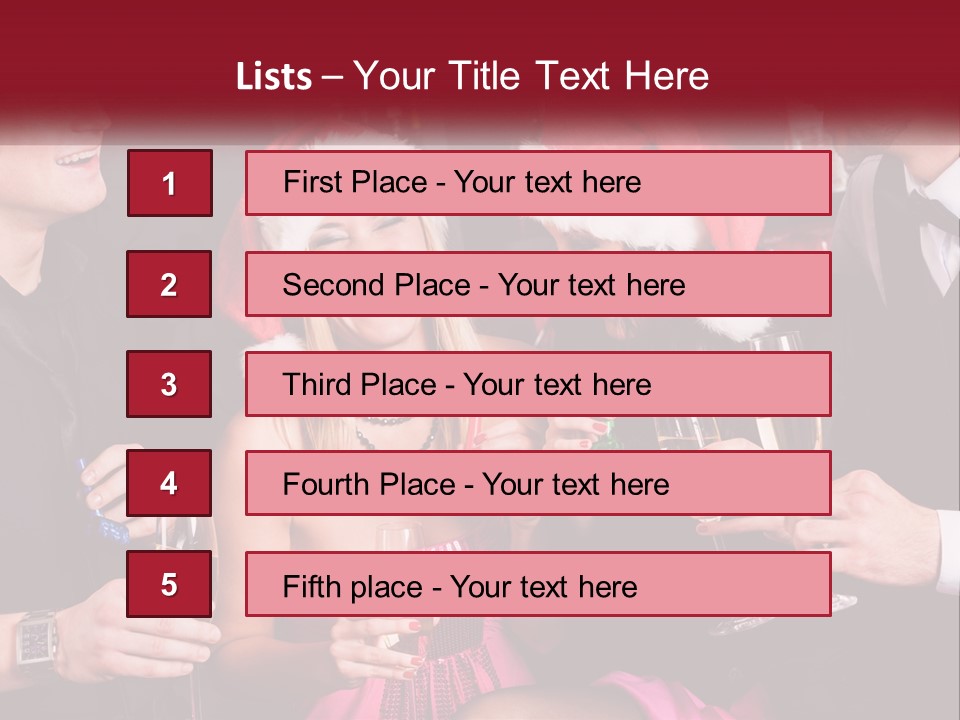 A Group Of People In Santa Hats Drinking Champagne PowerPoint Template