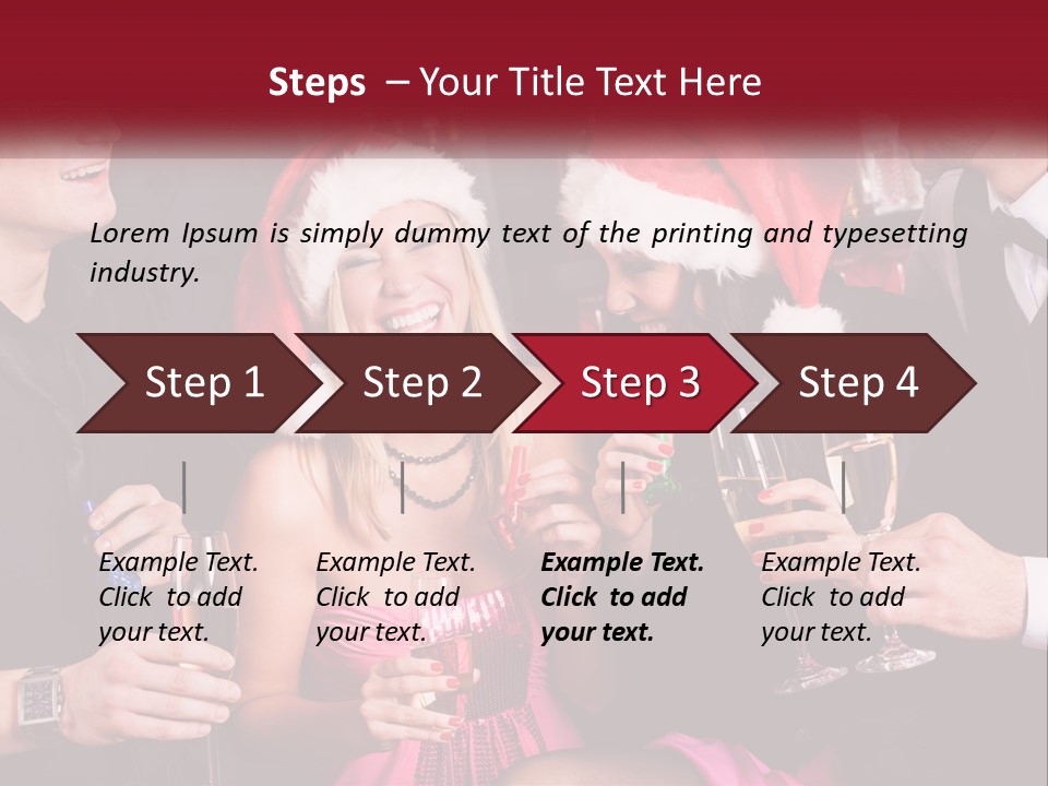 A Group Of People In Santa Hats Drinking Champagne PowerPoint Template