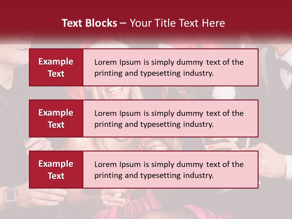A Group Of People In Santa Hats Drinking Champagne PowerPoint Template