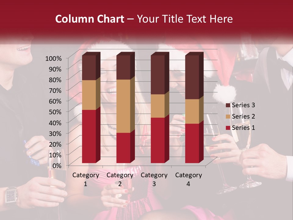 A Group Of People In Santa Hats Drinking Champagne PowerPoint Template