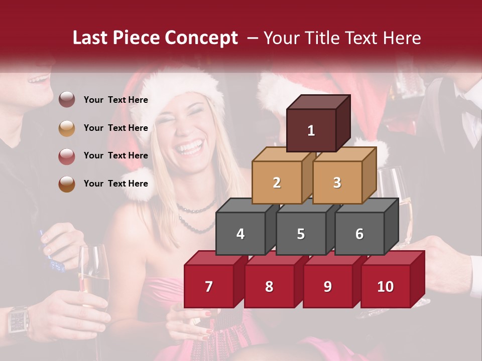 A Group Of People In Santa Hats Drinking Champagne PowerPoint Template