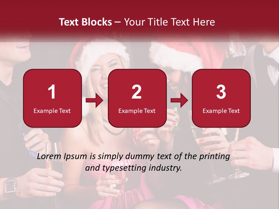 A Group Of People In Santa Hats Drinking Champagne PowerPoint Template