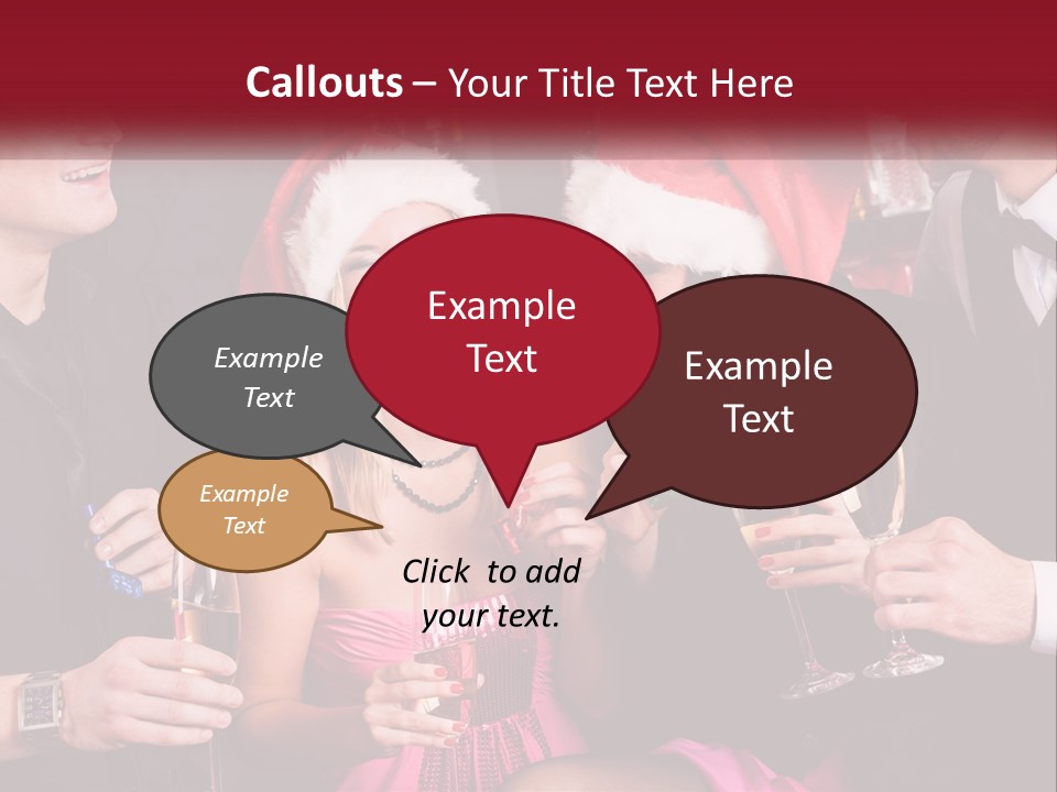 A Group Of People In Santa Hats Drinking Champagne PowerPoint Template