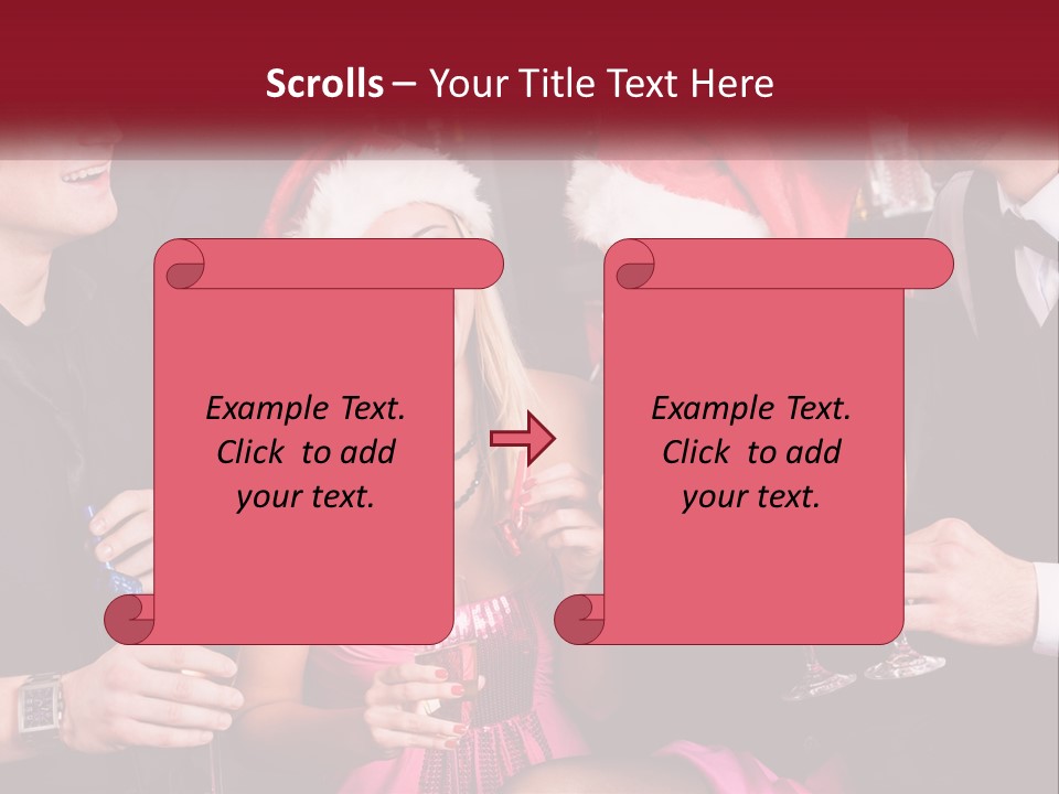 A Group Of People In Santa Hats Drinking Champagne PowerPoint Template