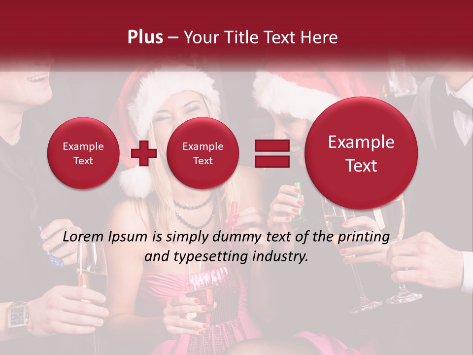 A Group Of People In Santa Hats Drinking Champagne PowerPoint Template