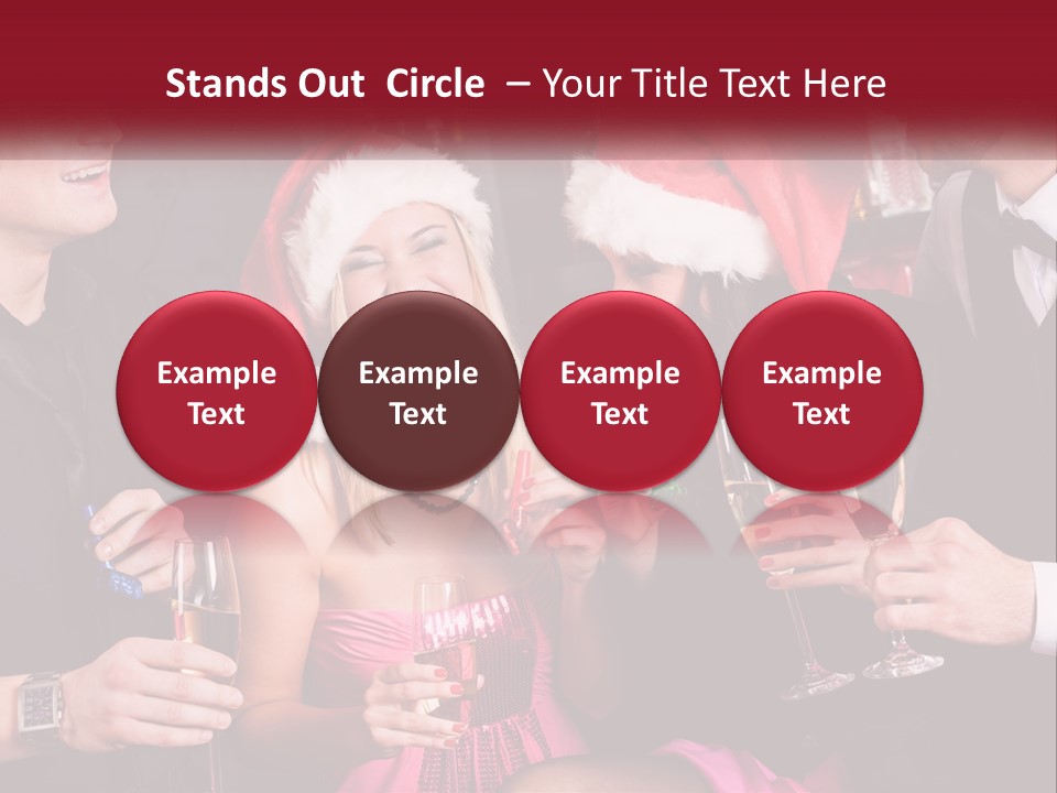 A Group Of People In Santa Hats Drinking Champagne PowerPoint Template