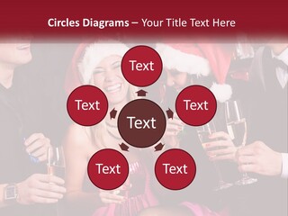 A Group Of People In Santa Hats Drinking Champagne PowerPoint Template