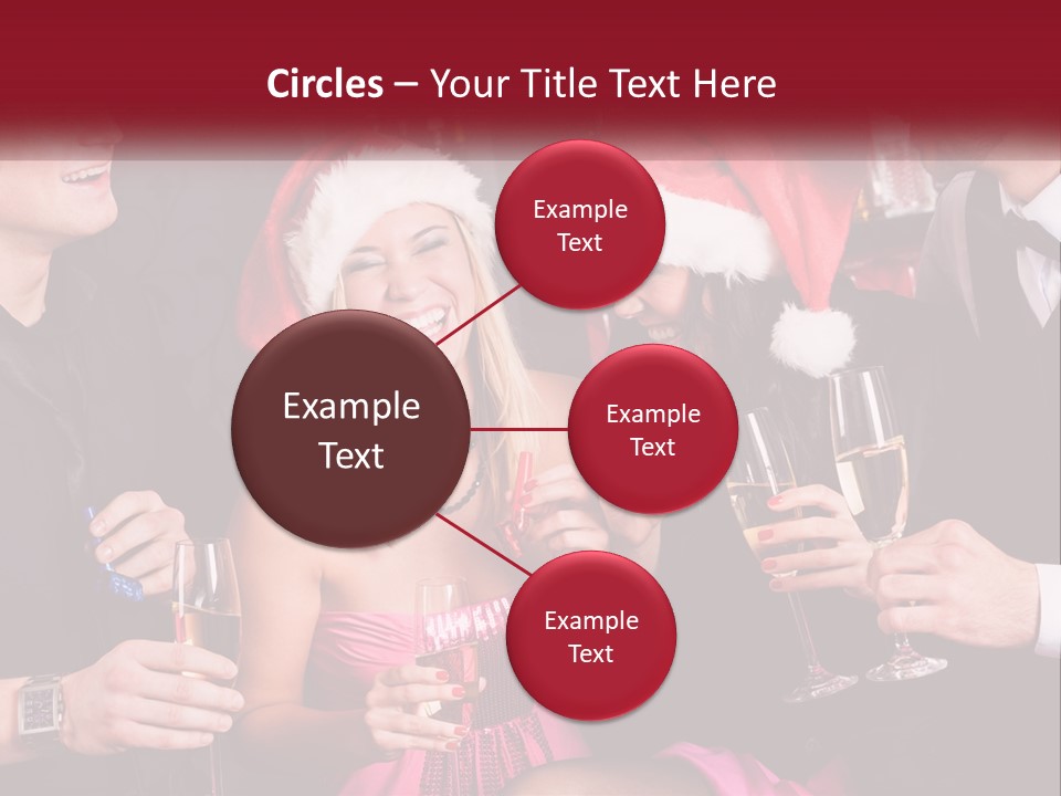 A Group Of People In Santa Hats Drinking Champagne PowerPoint Template