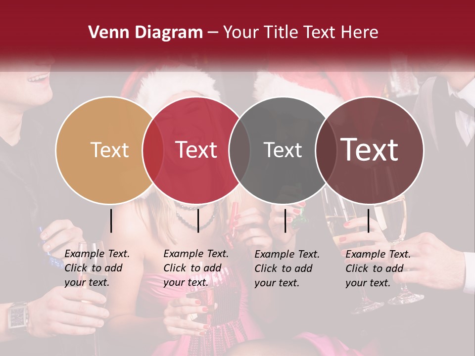 A Group Of People In Santa Hats Drinking Champagne PowerPoint Template