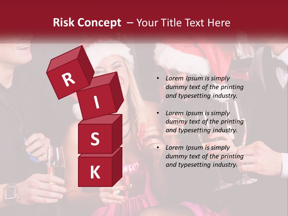 A Group Of People In Santa Hats Drinking Champagne PowerPoint Template