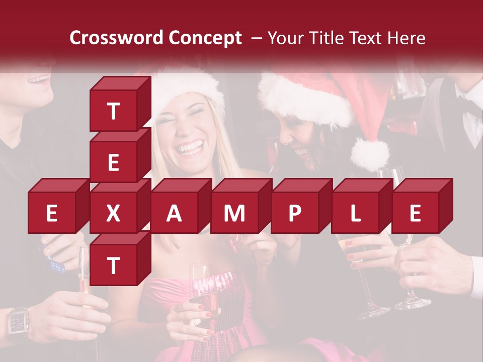 A Group Of People In Santa Hats Drinking Champagne PowerPoint Template