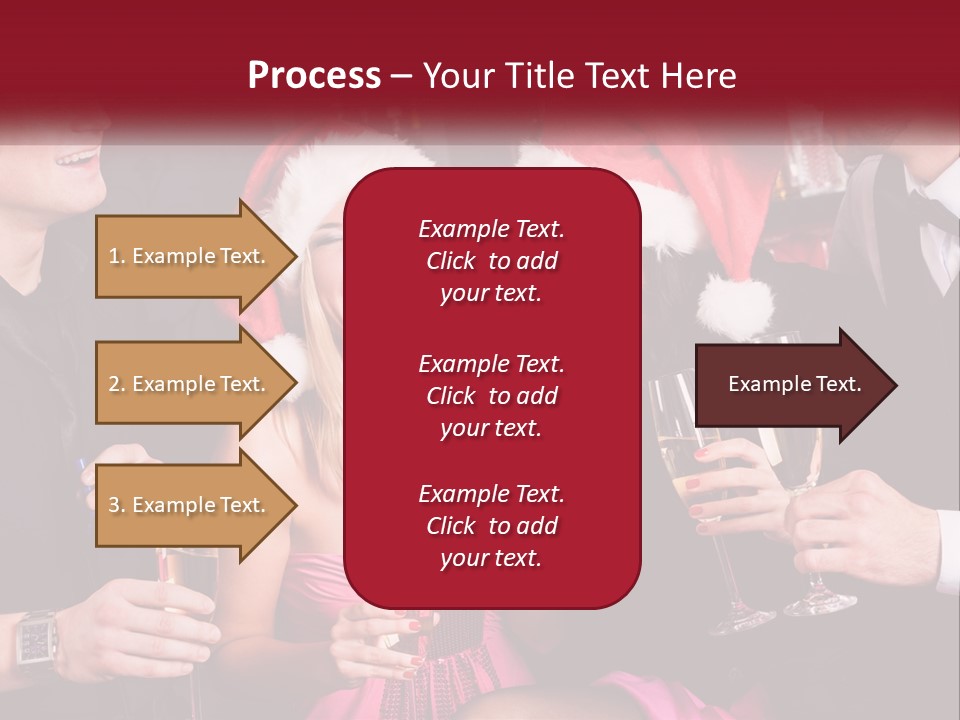 A Group Of People In Santa Hats Drinking Champagne PowerPoint Template