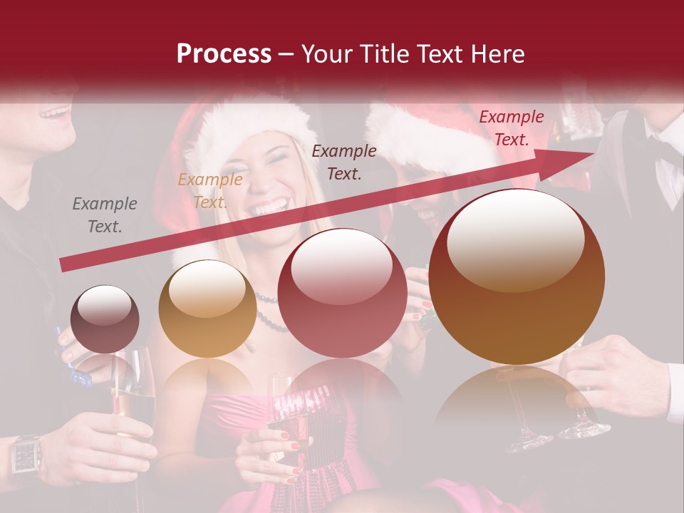 A Group Of People In Santa Hats Drinking Champagne PowerPoint Template