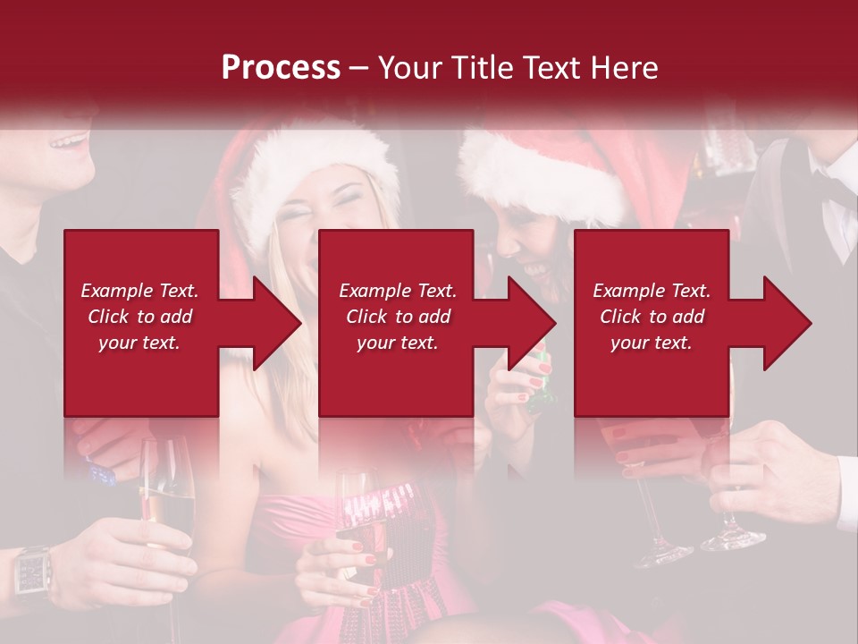 A Group Of People In Santa Hats Drinking Champagne PowerPoint Template
