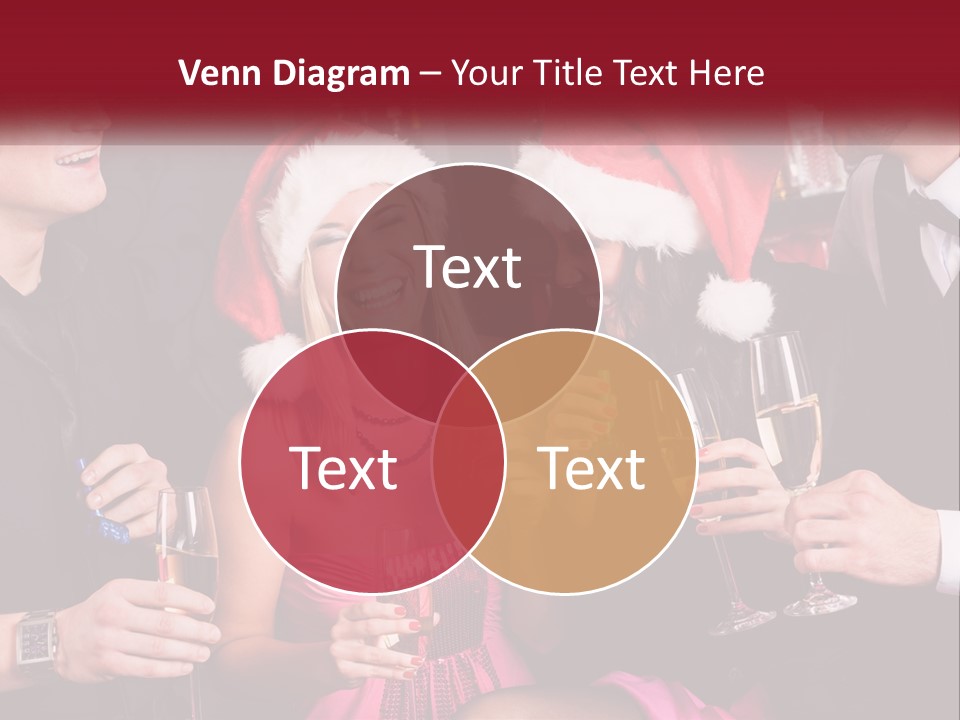 A Group Of People In Santa Hats Drinking Champagne PowerPoint Template