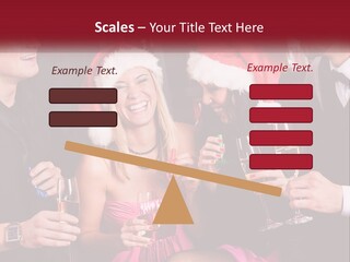 A Group Of People In Santa Hats Drinking Champagne PowerPoint Template