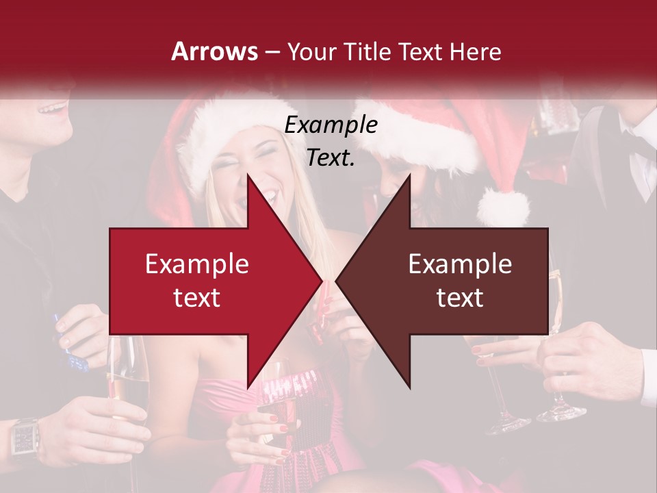 A Group Of People In Santa Hats Drinking Champagne PowerPoint Template