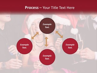 A Group Of People In Santa Hats Drinking Champagne PowerPoint Template