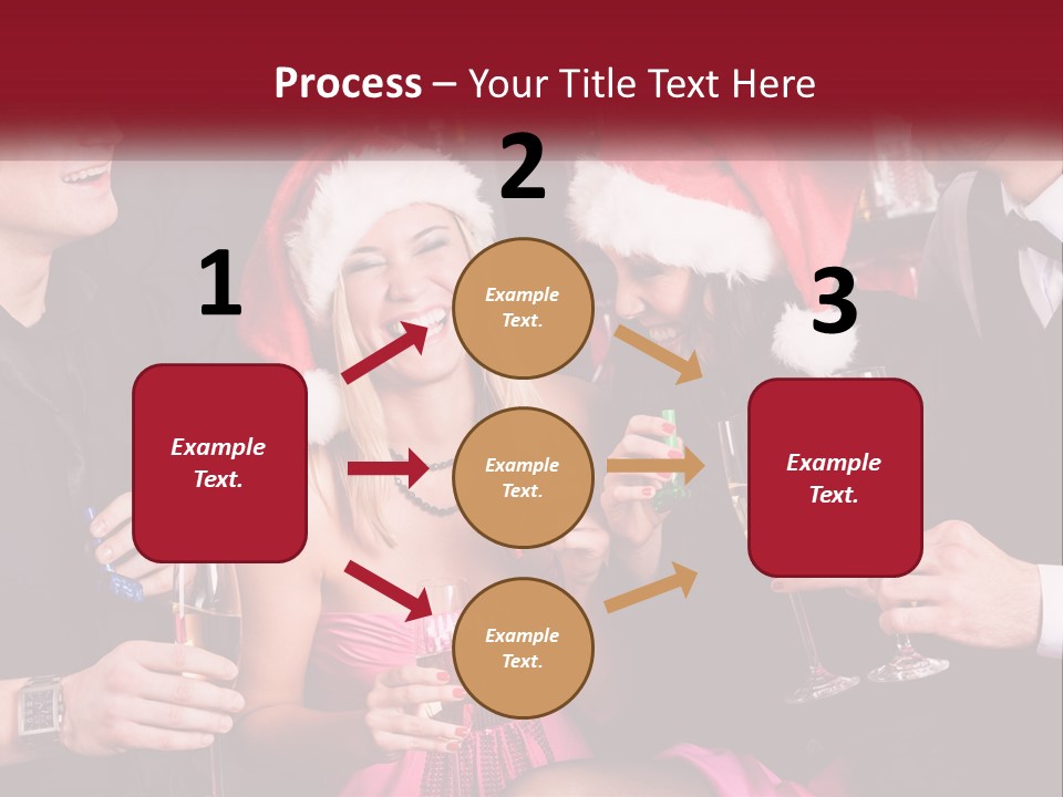 A Group Of People In Santa Hats Drinking Champagne PowerPoint Template