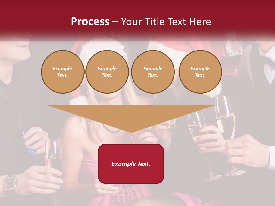 A Group Of People In Santa Hats Drinking Champagne PowerPoint Template