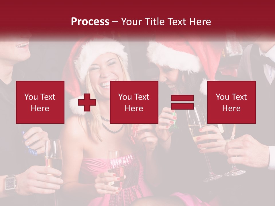 A Group Of People In Santa Hats Drinking Champagne PowerPoint Template