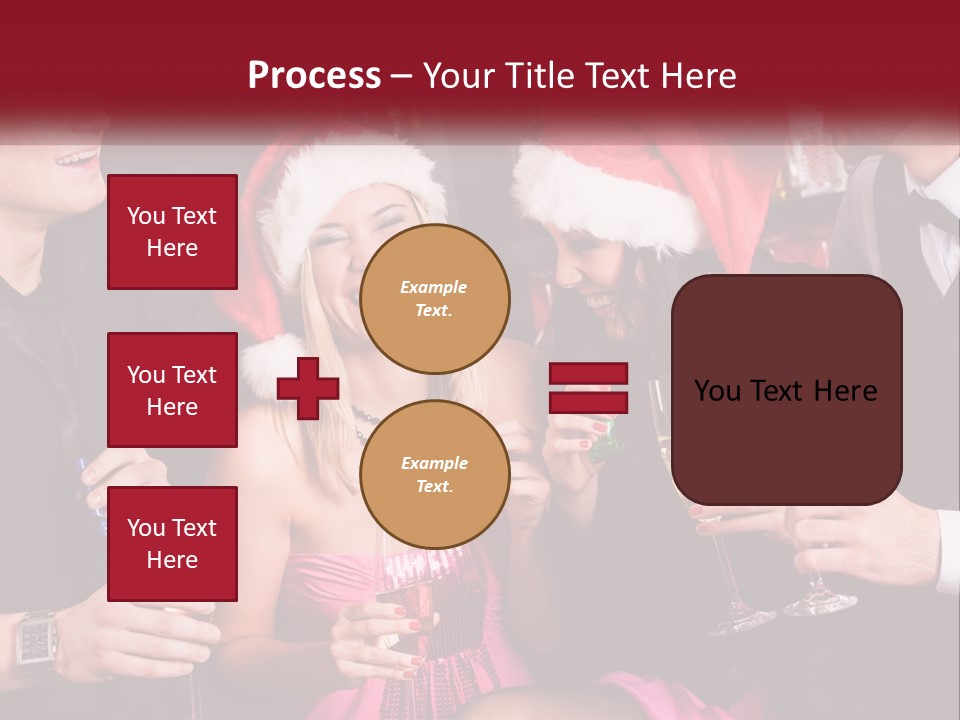 A Group Of People In Santa Hats Drinking Champagne PowerPoint Template