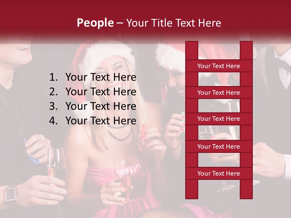 A Group Of People In Santa Hats Drinking Champagne PowerPoint Template