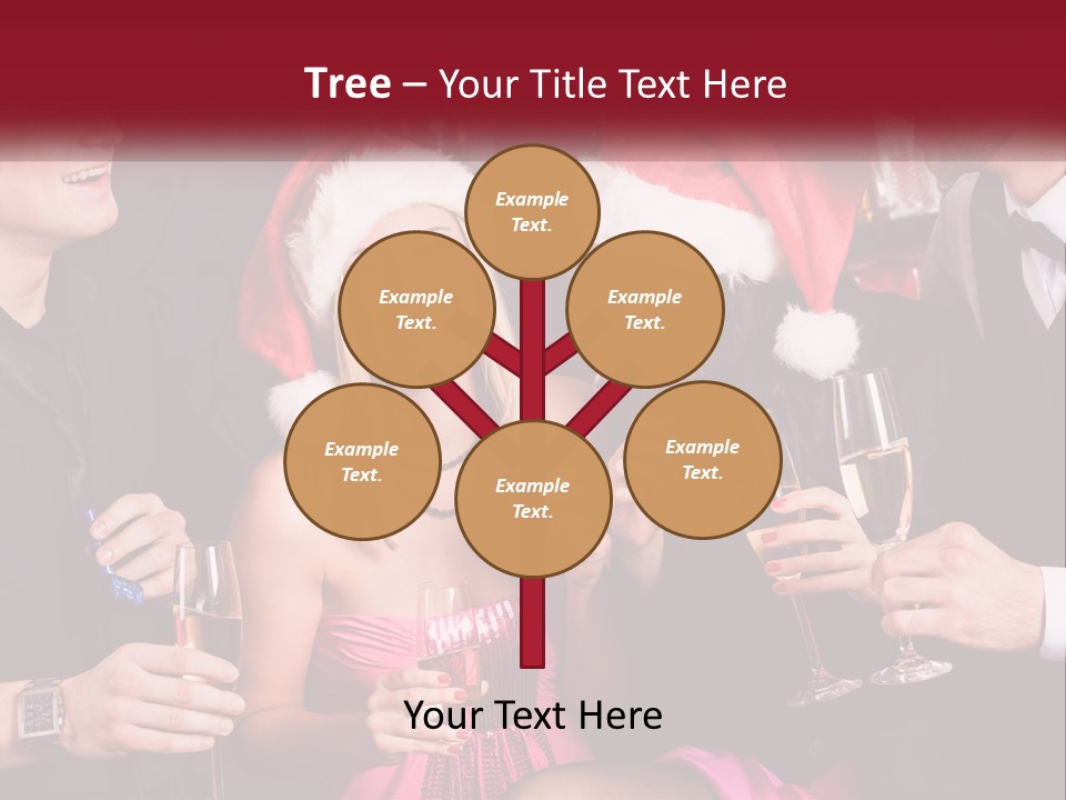 A Group Of People In Santa Hats Drinking Champagne PowerPoint Template