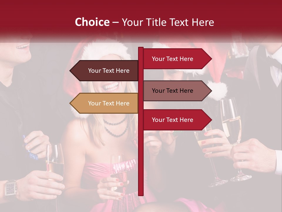 A Group Of People In Santa Hats Drinking Champagne PowerPoint Template