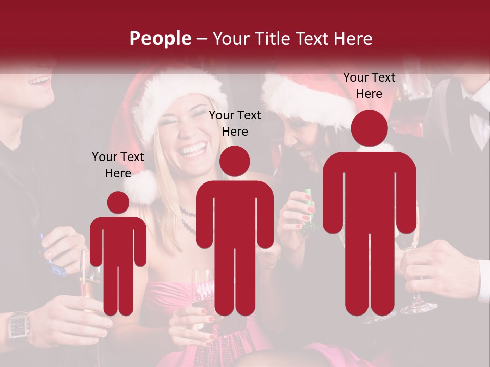 A Group Of People In Santa Hats Drinking Champagne PowerPoint Template
