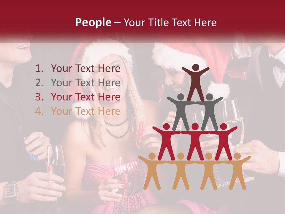 A Group Of People In Santa Hats Drinking Champagne PowerPoint Template