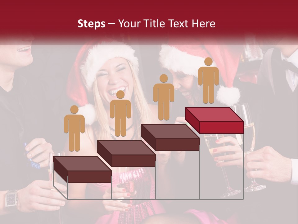 A Group Of People In Santa Hats Drinking Champagne PowerPoint Template