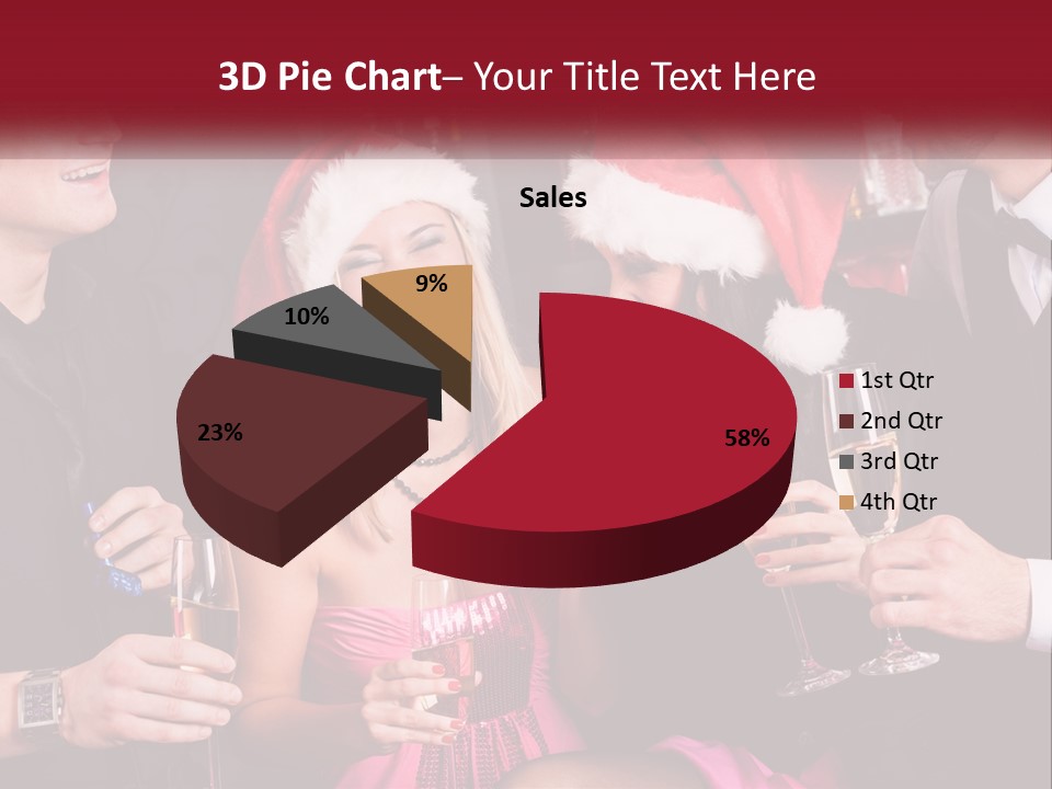 A Group Of People In Santa Hats Drinking Champagne PowerPoint Template
