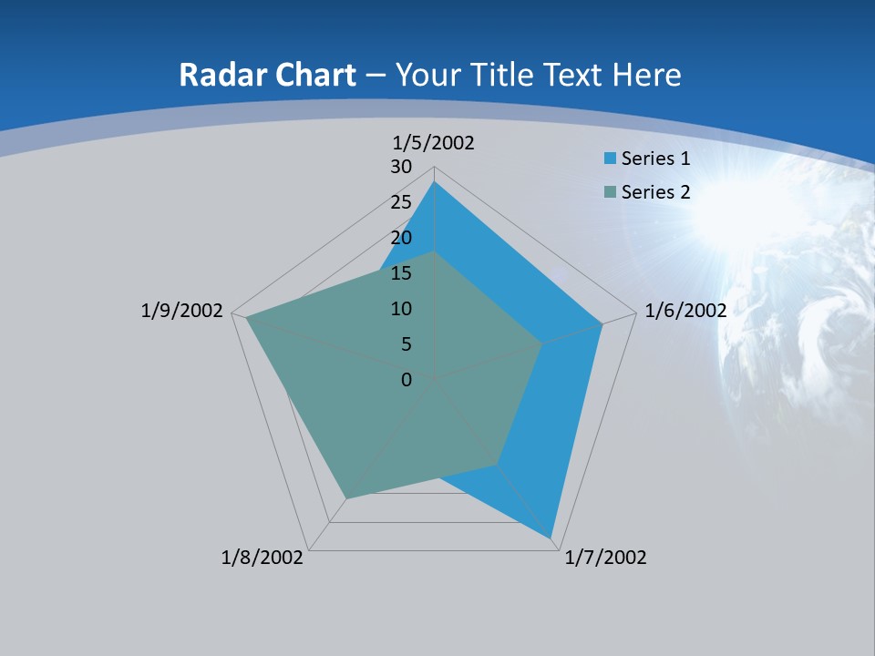 A Blue And Black Background With The Earth In The Background PowerPoint Template