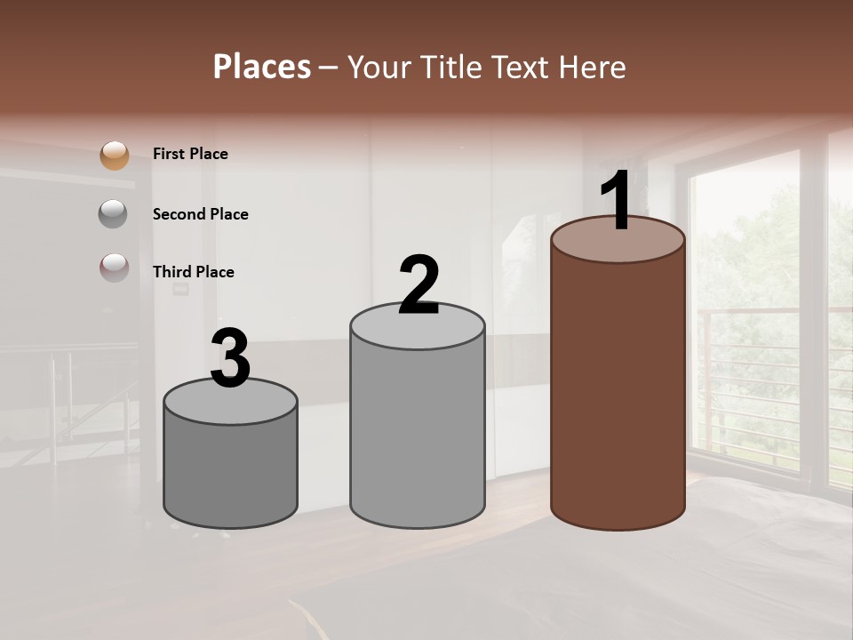 A Bedroom With A Bed And A Sliding Door PowerPoint Template