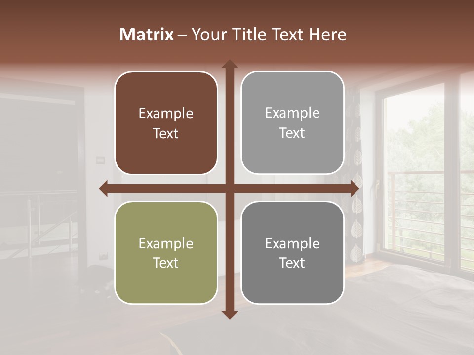 A Bedroom With A Bed And A Sliding Door PowerPoint Template