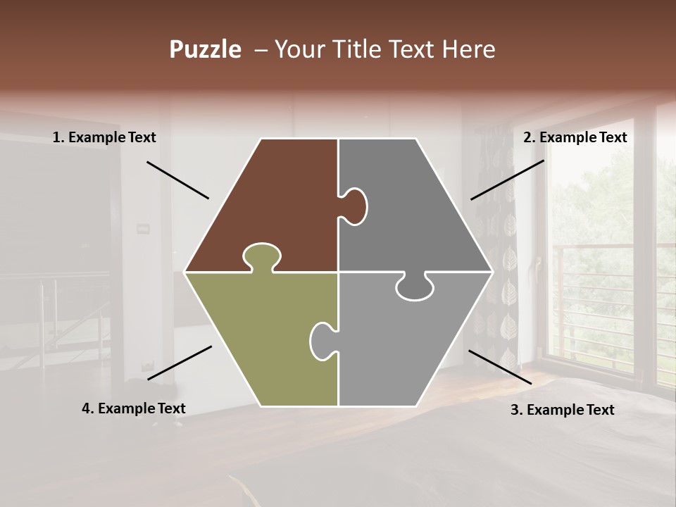 A Bedroom With A Bed And A Sliding Door PowerPoint Template