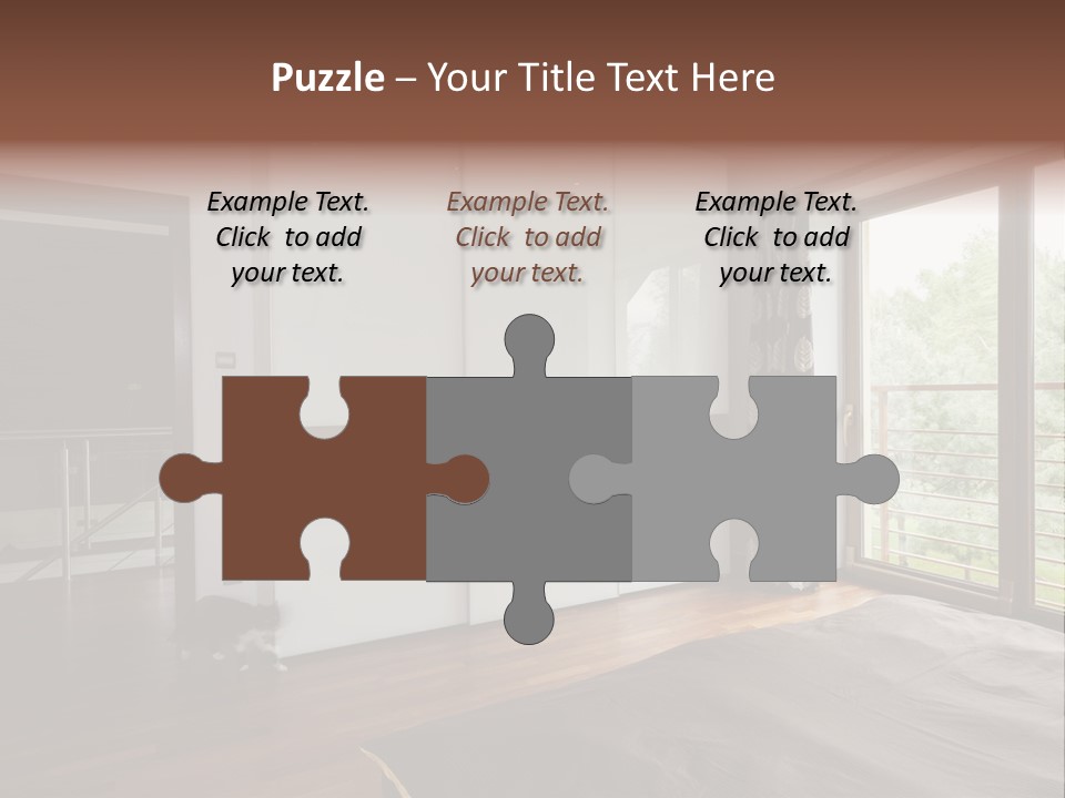 A Bedroom With A Bed And A Sliding Door PowerPoint Template