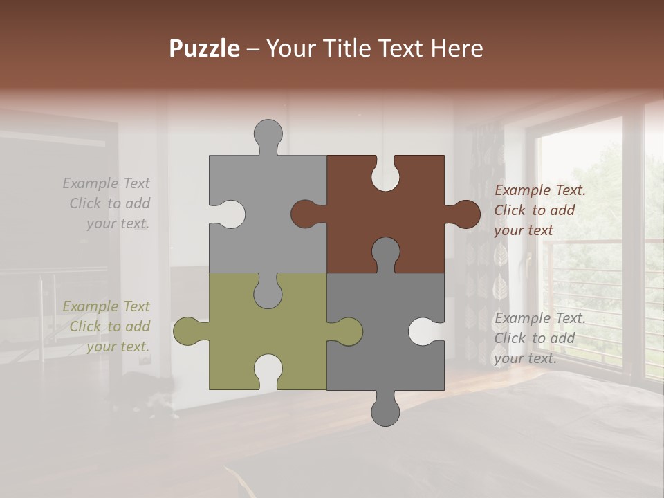 A Bedroom With A Bed And A Sliding Door PowerPoint Template