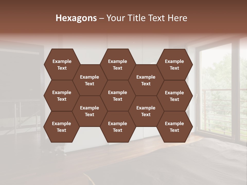 A Bedroom With A Bed And A Sliding Door PowerPoint Template